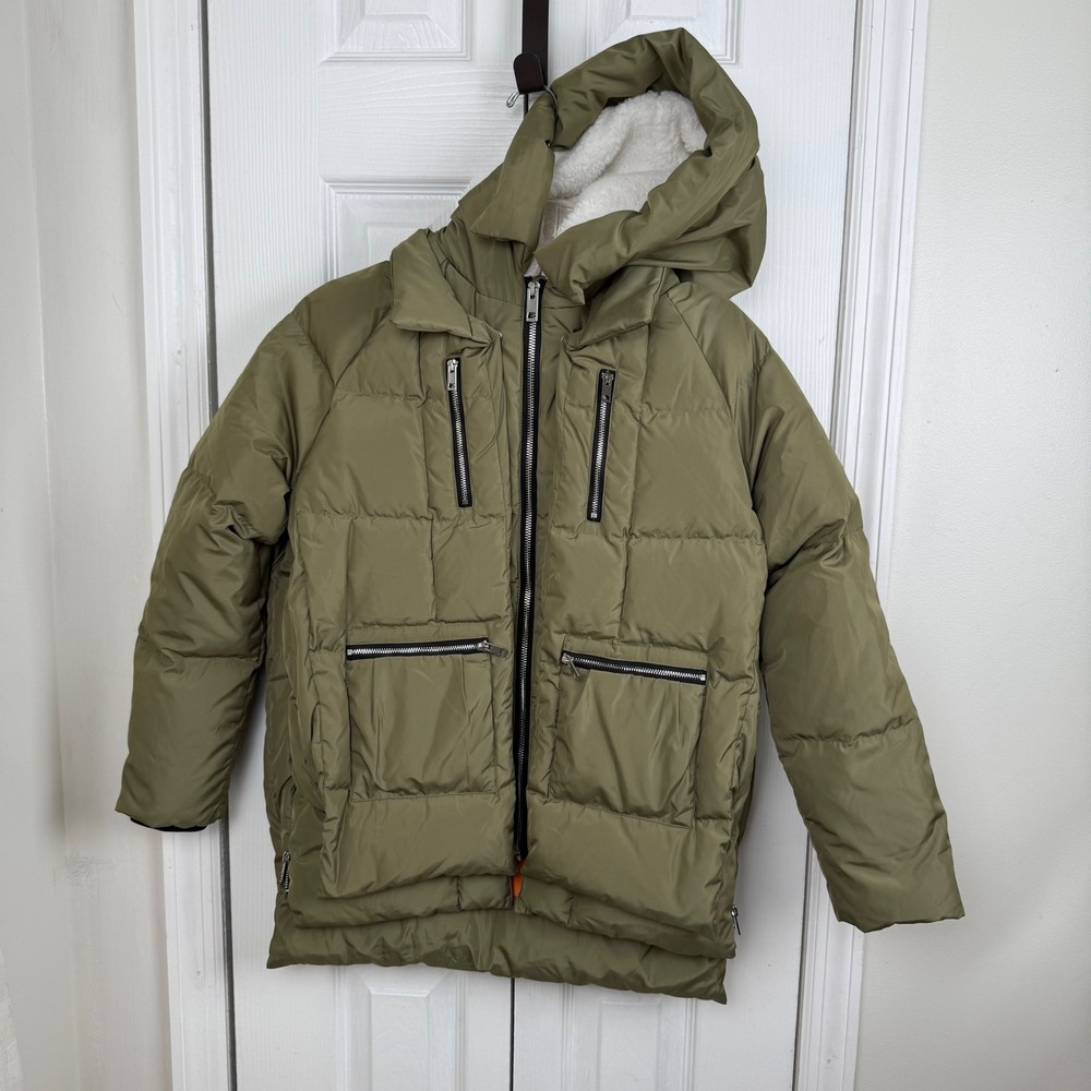Orolay Kids Olive Green Down Puffer Winter Coat Hooded Duck Down,‎ Sz 150 11-12Y